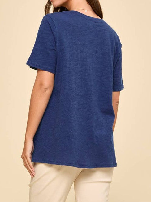 Everyday Essential Cotton V-Neck Knit Top – Navy | Andrée by Unit