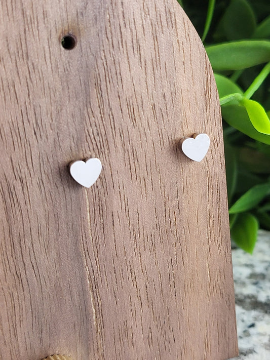 Silver PVD Heart Stud Earrings | Waterproof Stainless Steel Jewelry