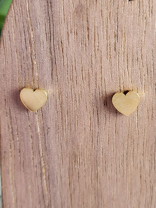 18K Gold PVD Heart Stud Earrings | Waterproof Stainless Steel Jewelry