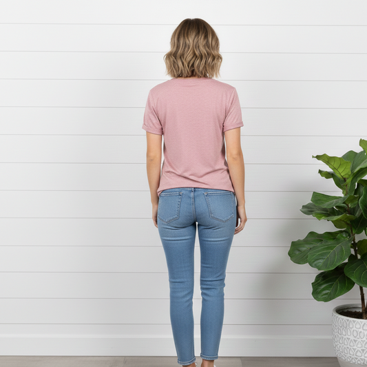 Easter Bunny Bubblegum Graphic V-Neck Tee – Pink