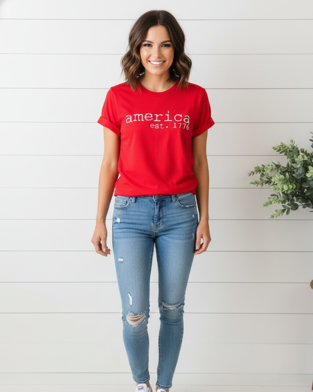 America Est. 1766 Patriotic Graphic Tee – Canvas Red | Kissed Apparel