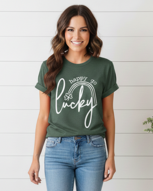 Happy Go Lucky St. Patrick’s Day Graphic Tee | Kissed Apparel Green Tee